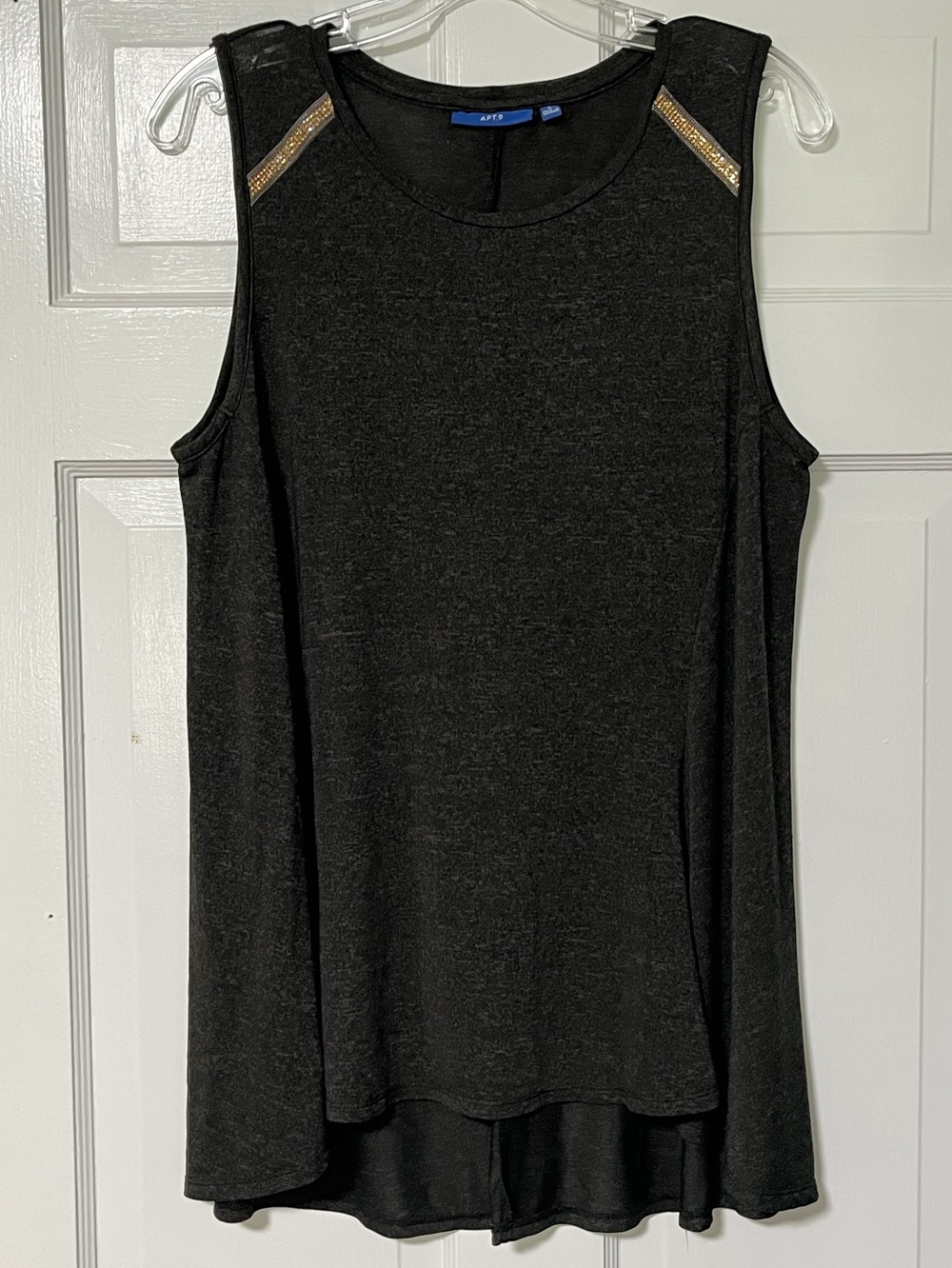 Apt. 9 heathered knit charcoal gray Rhinestone Accent Swing tunic tank top